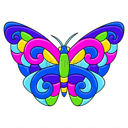 风格化的装饰蝴蝶墨西哥陶瓷可爱
