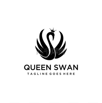 天鹅皇冠图片素材_图例简约奢华天鹅标志设计模板与皇冠后标志
