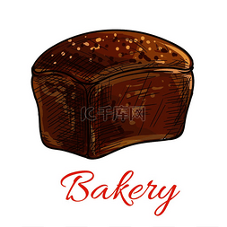 全麦面包面包图片_面包条图标全麦黑麦面包的矢量铅