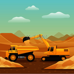 学历提升横板图片_地面工程施工机械与挖掘机装载自