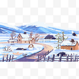 立冬一候图片_立冬冬天冬季雪景房子风景
