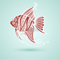 海鲜盛宴图片_抽象的海水鱼。图案的设计