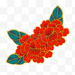 2021新年礼图片_春节红色花朵烫金描金浮雕装饰牡