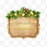 圣诞节植物金色质感横幅边框