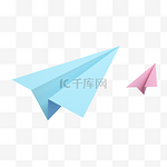 3D立体纸飞机蓝色折纸