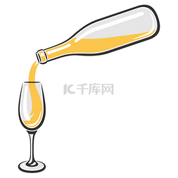 白葡萄酒水图片_瓶和玻璃的例证用白葡萄酒。