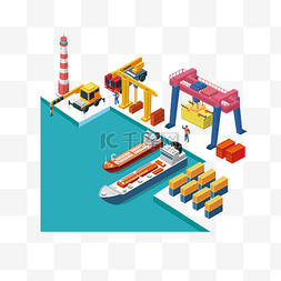 船停泊在港口图片_港口码头海运交通运输物流