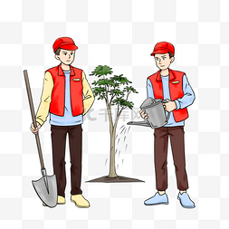 水桶PNG图片_志愿者服务公益活动植树种树