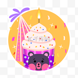 粉色系的背景图片_卡通可爱生日蛋糕贴纸