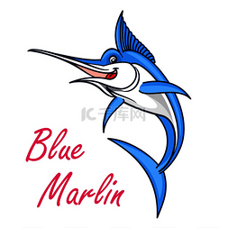 蓝色的游戏图片_大西洋蓝马林鱼的卡通符号是带有