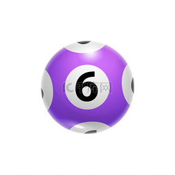 紫色球带有6号独立的剑诺宾果彩