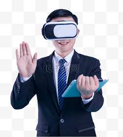 虚拟体验VR眼镜科技男人手势