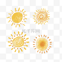 太阳图片_卡通黄色涂鸦太阳