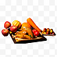 感恩节食物烤鸡蔬菜