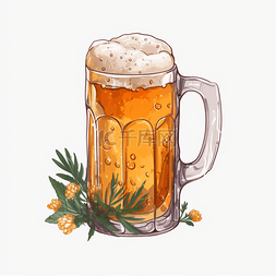 日本扎啤图片_夏季手绘啤酒扎啤