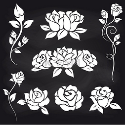 黑板上的装饰玫瑰。
