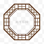 中国古风雕花门窗多边形边框中式花纹