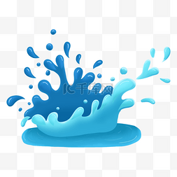 小清新蓝色水彩图片_液体水飞溅水滴抽象水彩