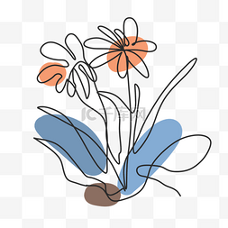 线花卉图片_橙色抽象线条画植物花卉