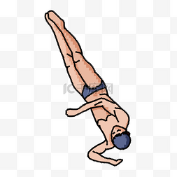 像素艺术跳水运动男性自由