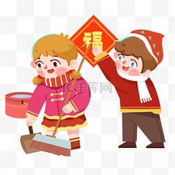 尘图片_新年春节扫尘打扫房子扫地做家务