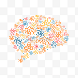 彩色原子结构人类概念大脑