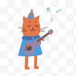 弹尤克里里的小猫音乐家