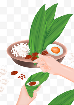 端午节传统习俗包粽子