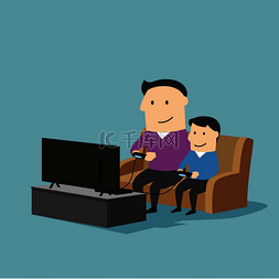 游戏机上的游戏图片_顽皮的父亲和儿子一起度过时光，