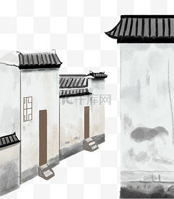 中国风水墨建筑房子