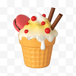 3d立体冰淇淋图片_3DC4D立体马卡龙雪糕
