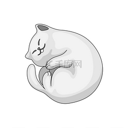 动物的皮毛图片_卡通白猫的风格化插图白色背景的