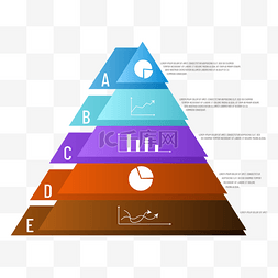 金字塔形状图图片_金字塔分层数据图表商务风格彩色