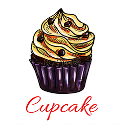生日蛋糕蛋糕图标图片_蛋糕奶油和巧克力滴素描。