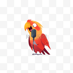 鹦鹉鸟图片_卡通彩色手绘唱歌表演的鹦鹉
