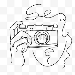 线手画图片_抽象线条画用相机拍照的摄影师