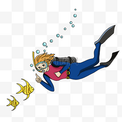 卡通潜水装备图片_在海底潜水的潜水员剪贴画