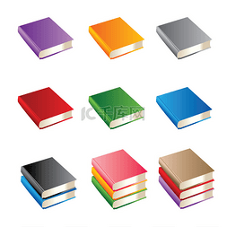 文学工具图片_各种颜色的书一套