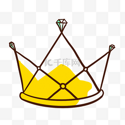 黄色华丽钻石线稿皇冠