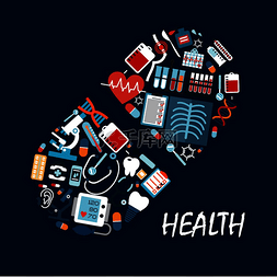 医疗保健图标图片_药丸或药片形状的医疗保健图标。
