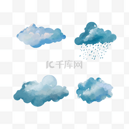 蓝色水彩云图片_蓝色乌云云雨水彩云朵