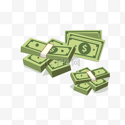 卡通钱币货币图片_叠在一起的绿色美元纸币