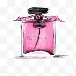 水彩瓶图片_粉色香水瓶插画