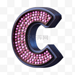 立体粉色灯泡英文字母c