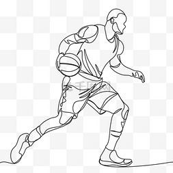 篮球比赛运动员图片_连续线条画篮球少年