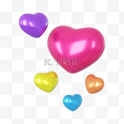 彩色气球爱心气球图片_3DC4D立体彩色爱心气球