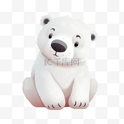手绘北极熊图片_卡通可爱手绘动物小动物元素北极