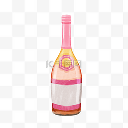 粉色玻璃瓶子图片_粉色水彩香槟玻璃瓶子