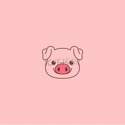 可爱的猪脸卡通图标，矢量插图