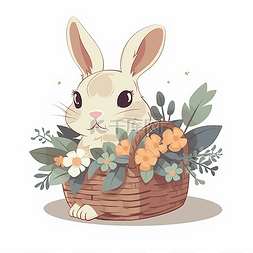 花篮里面的小白兔